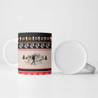 Hiking Christmas Ceramic Mug with Mountains Trees and Winter Holiday Pattern - Wonder Print Shop