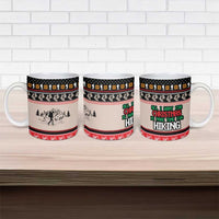 Hiking Christmas Ceramic Mug with Mountains Trees and Winter Holiday Pattern - Wonder Print Shop