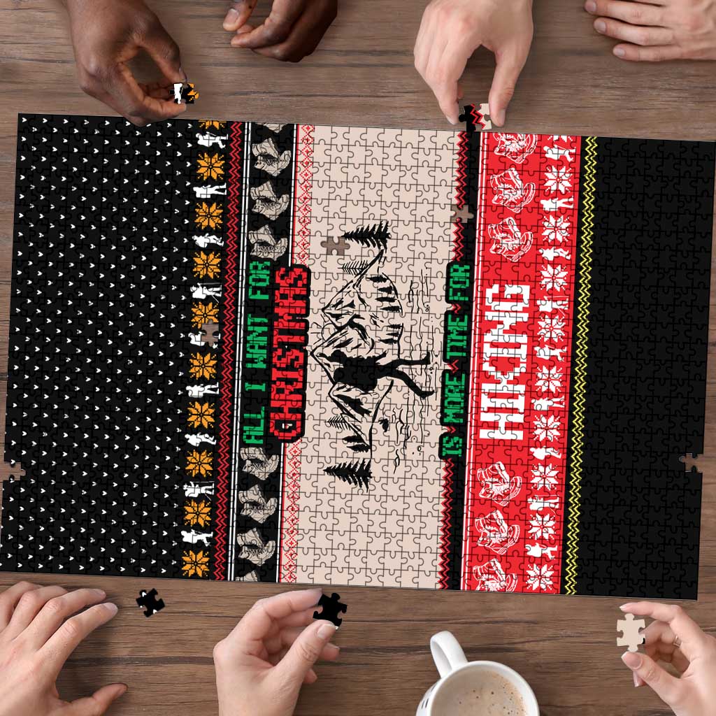 Hiking Christmas Puzzle with Mountains Trees and Winter Holiday Pattern - Wonder Print Shop