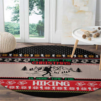 Hiking Christmas Round Carpet with Mountains Trees and Winter Holiday Pattern - Wonder Print Shop