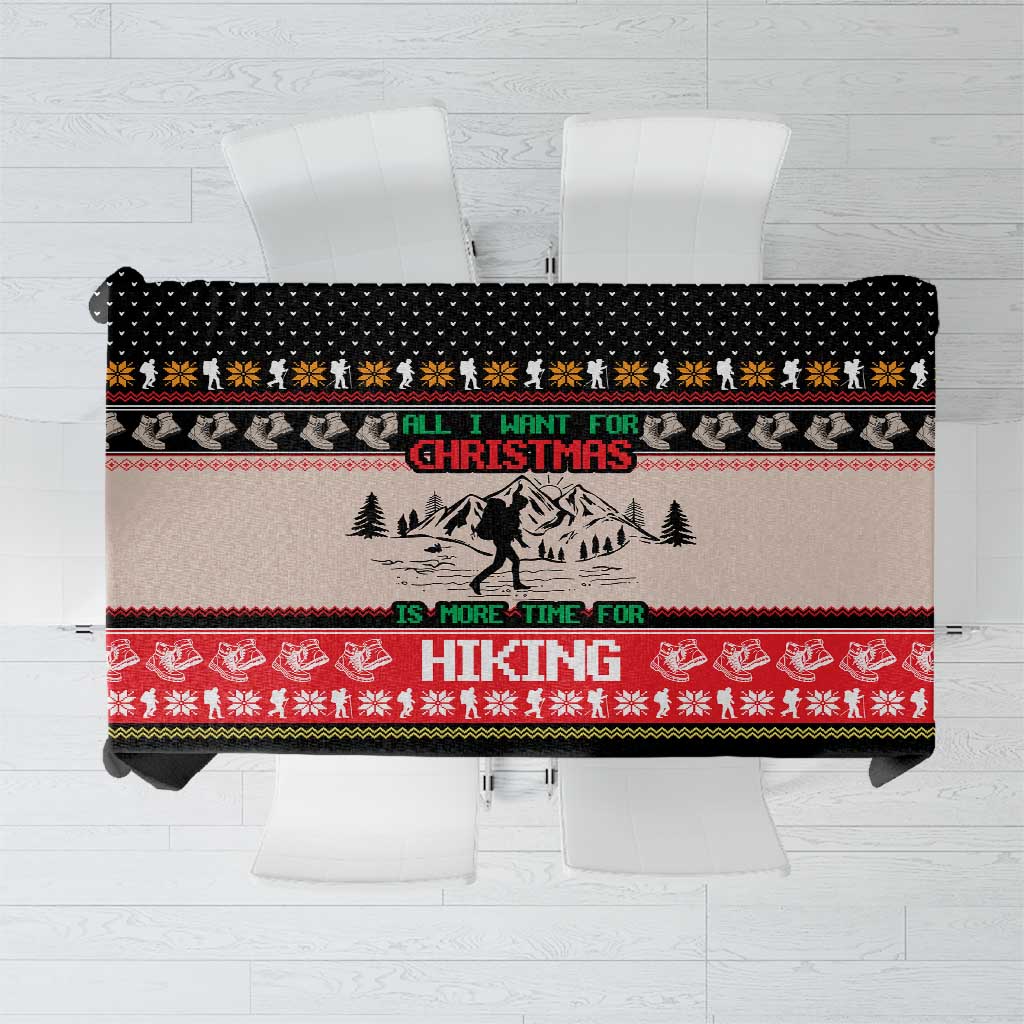 Hiking Christmas Tablecloth with Mountains Trees and Winter Holiday Pattern - Wonder Print Shop