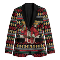 Santa Hold My Beer Christmas Blazer with Beer Mugs and Holiday Pattern - Wonder Print Shop