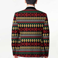 Santa Hold My Beer Christmas Blazer with Beer Mugs and Holiday Pattern - Wonder Print Shop