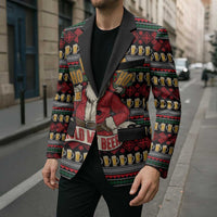 Santa Hold My Beer Christmas Blazer with Beer Mugs and Holiday Pattern - Wonder Print Shop