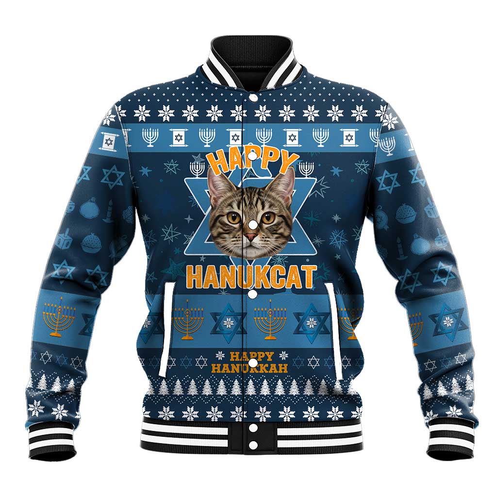 Happy Hanukcat Christmas Design Baseball Jacket Xmas Holiday Patterns - Wonder Print Shop