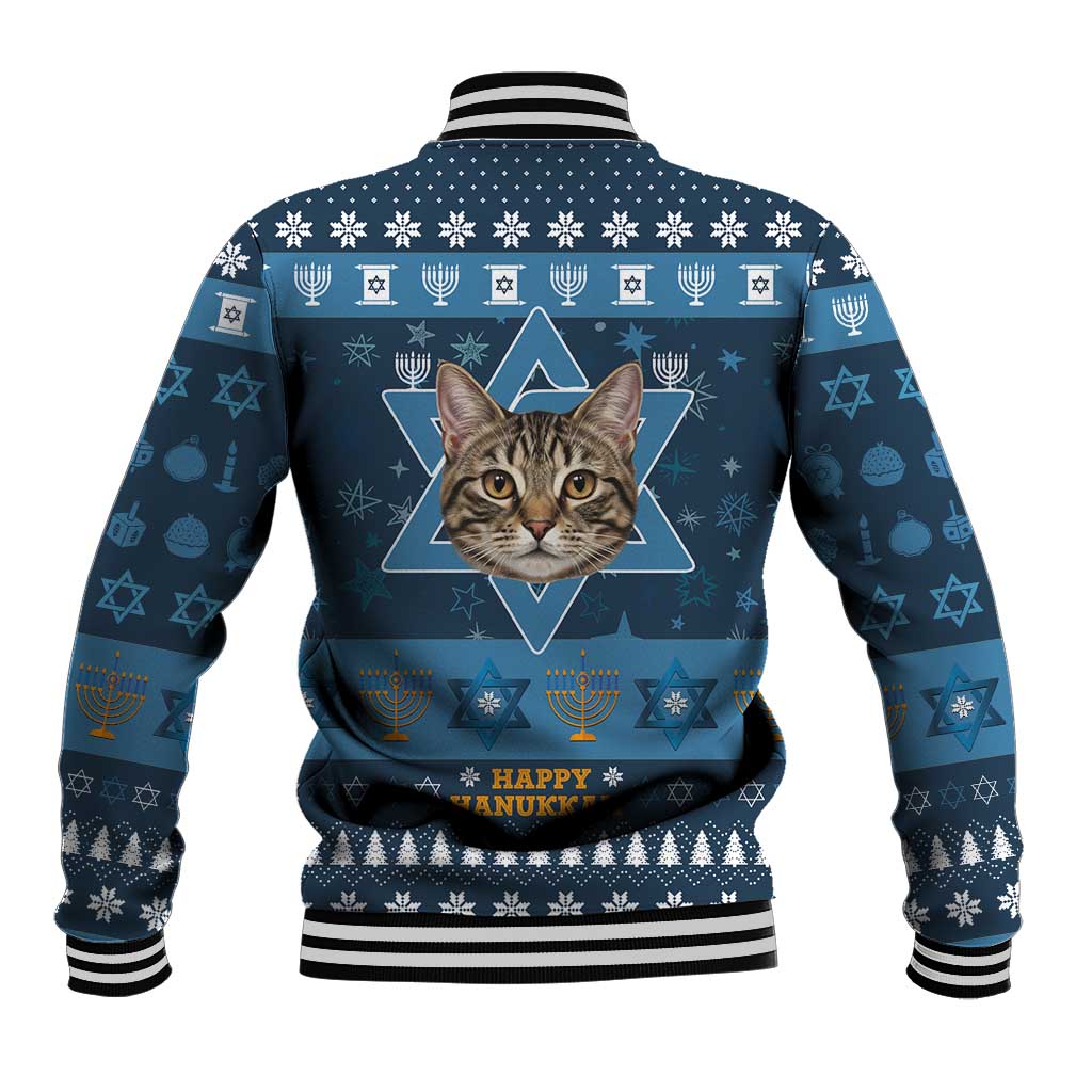 Happy Hanukcat Christmas Design Baseball Jacket Xmas Holiday Patterns - Wonder Print Shop