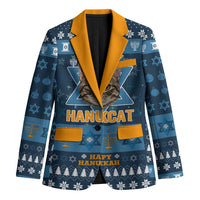 Happy Hanukcat Christmas Design Blazer Xmas Holiday Patterns - Wonder Print Shop