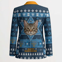Happy Hanukcat Christmas Design Blazer Xmas Holiday Patterns - Wonder Print Shop