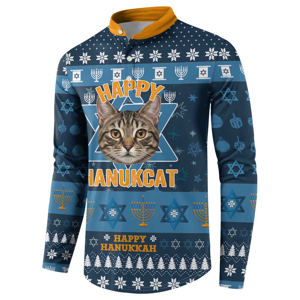 Happy Hanukcat Christmas Design Button Sweatshirt Xmas Holiday Patterns - Wonder Print Shop