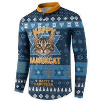 Happy Hanukcat Christmas Design Button Sweatshirt Xmas Holiday Patterns - Wonder Print Shop