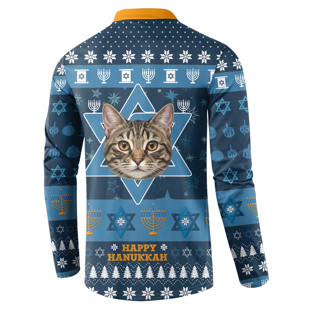 Happy Hanukcat Christmas Design Button Sweatshirt Xmas Holiday Patterns - Wonder Print Shop