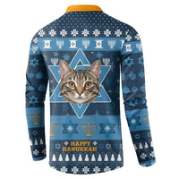 Happy Hanukcat Christmas Design Button Sweatshirt Xmas Holiday Patterns - Wonder Print Shop