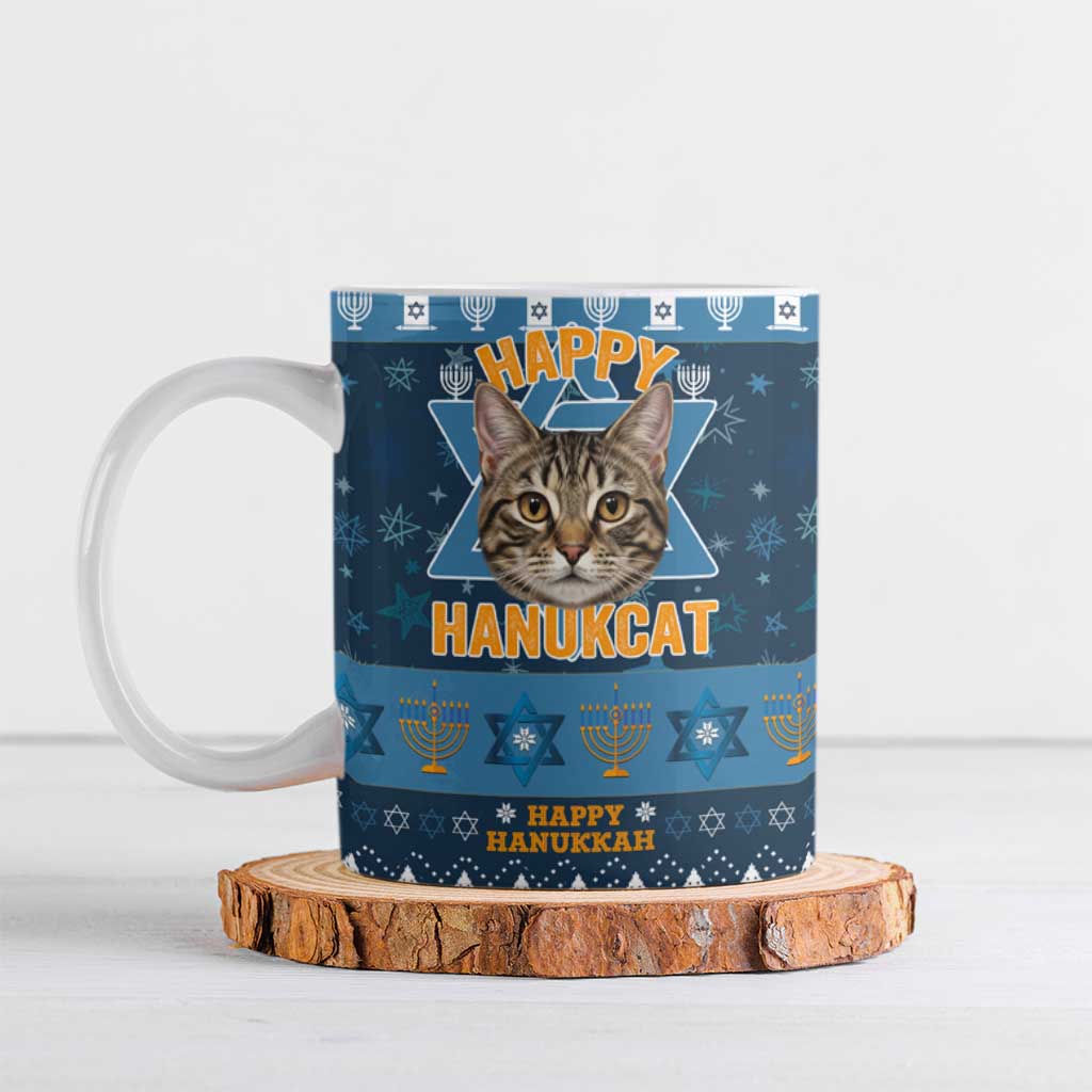 Happy Hanukcat Christmas Design Ceramic Mug Xmas Holiday Patterns - Wonder Print Shop