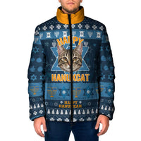 Happy Hanukcat Christmas Design Padded Jacket Xmas Holiday Patterns - Wonder Print Shop