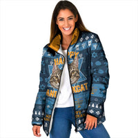 Happy Hanukcat Christmas Design Padded Jacket Xmas Holiday Patterns - Wonder Print Shop