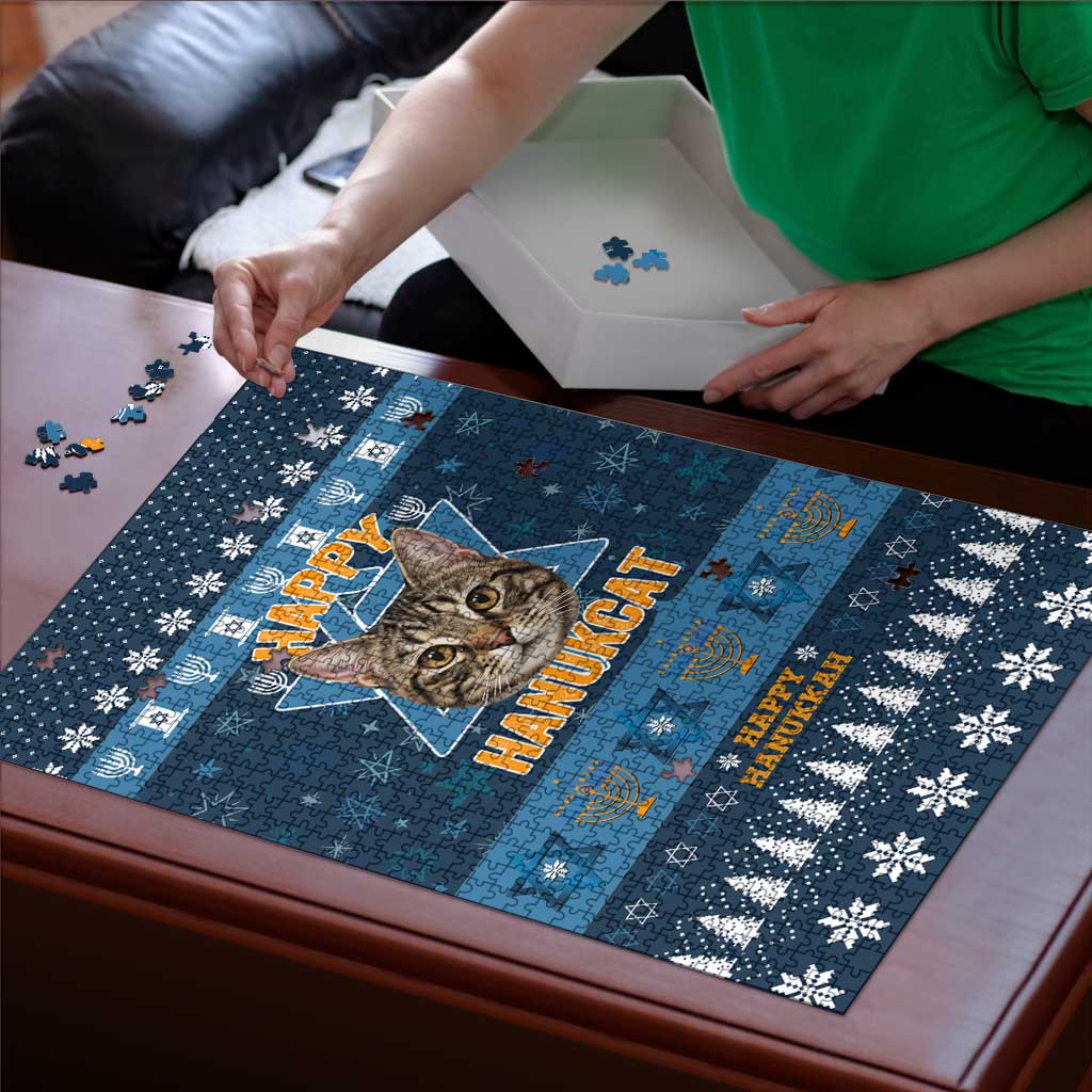 Happy Hanukcat Christmas Design Puzzle Xmas Holiday Patterns - Wonder Print Shop