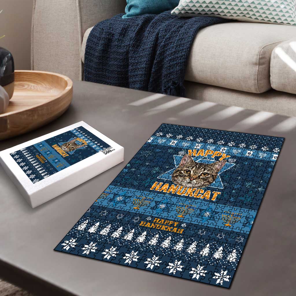Happy Hanukcat Christmas Design Puzzle Xmas Holiday Patterns - Wonder Print Shop