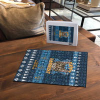 Happy Hanukcat Christmas Design Puzzle Xmas Holiday Patterns - Wonder Print Shop