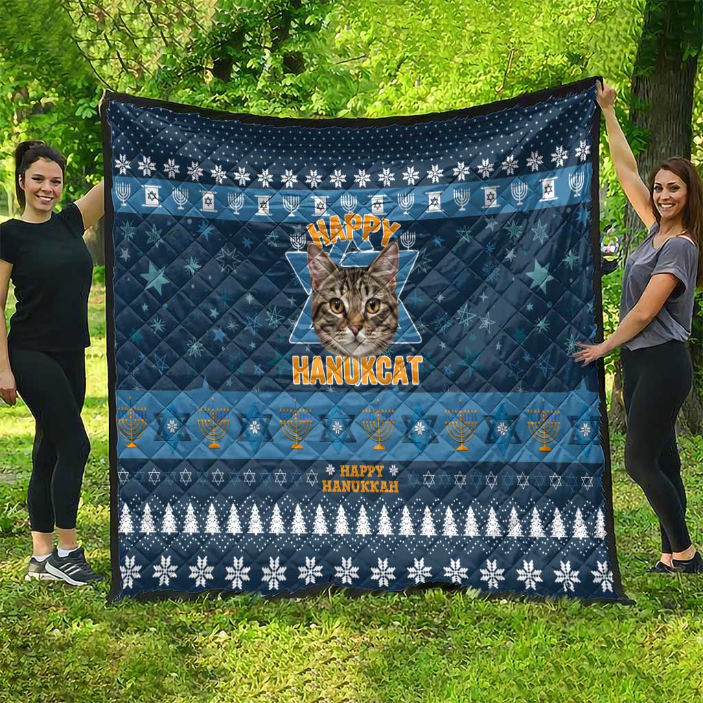 Happy Hanukcat Christmas Design Quilt Xmas Holiday Patterns - Wonder Print Shop