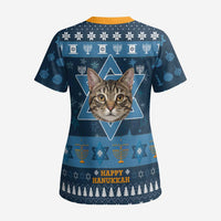 Happy Hanukcat Christmas Design Scrub Top Xmas Holiday Patterns - Wonder Print Shop