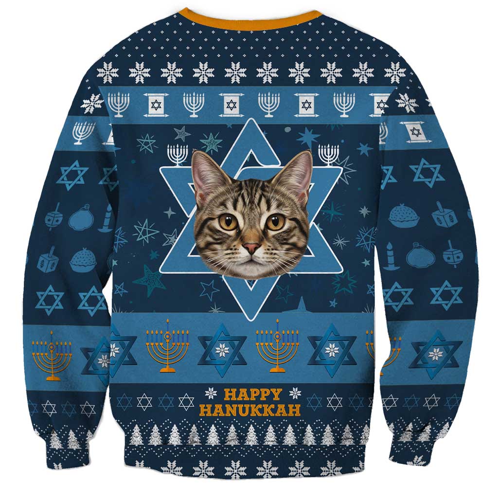 Happy Hanukcat Christmas Design Sweatshirt Xmas Holiday Patterns - Wonder Print Shop