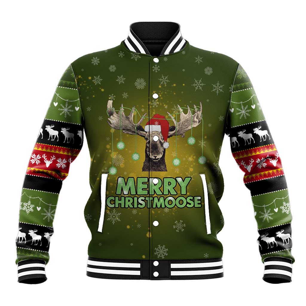 Merry ChristMoose Christmas Baseball Jacket Xmas Holiday Patterns - Wonder Print Shop