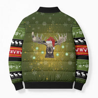 Merry ChristMoose Christmas Bomber Puffer Jacket Xmas Holiday Patterns - Wonder Print Shop