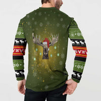Merry ChristMoose Christmas Button Sweatshirt Xmas Holiday Patterns - Wonder Print Shop