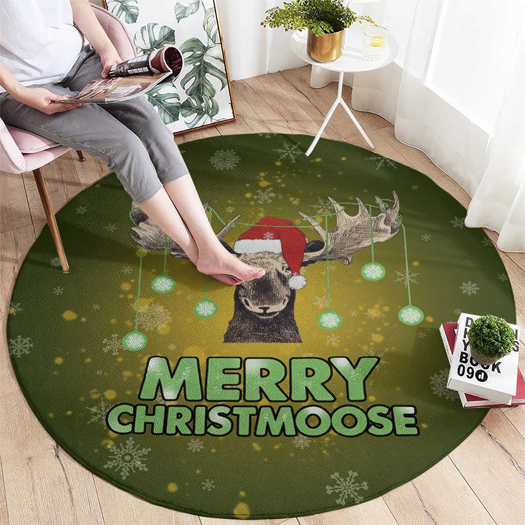 Merry ChristMoose Christmas Round Carpet Xmas Holiday Patterns - Wonder Print Shop