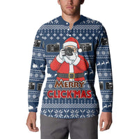 Merry Clickmas Christmas Button Sweatshirt Xmas Holiday Patterns - Wonder Print Shop