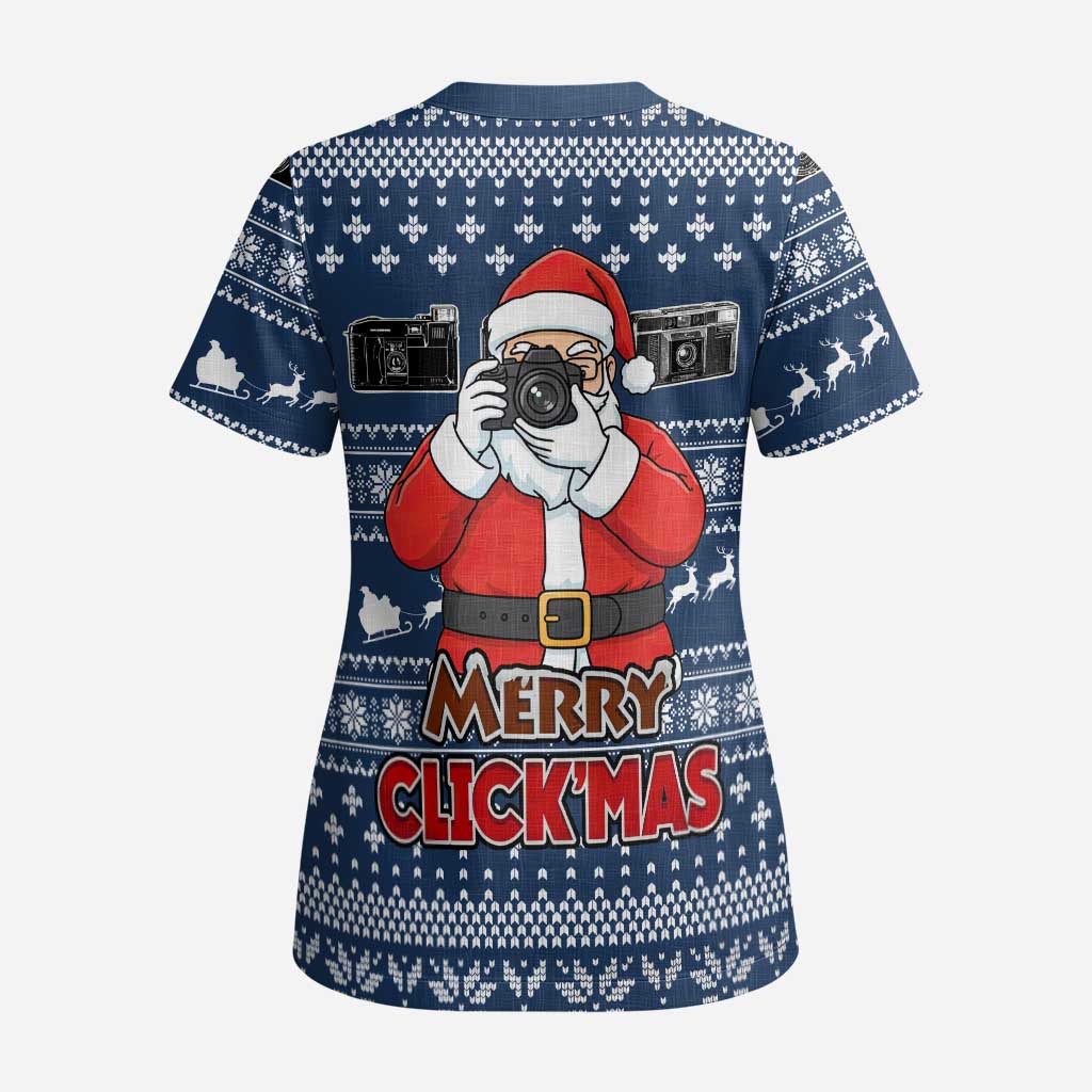 Merry Clickmas Christmas Scrub Top Xmas Holiday Patterns - Wonder Print Shop