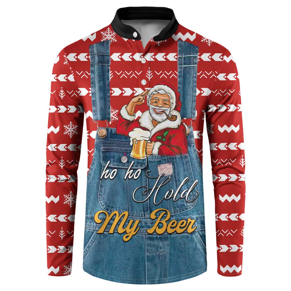 Ho Ho Hold My Beer Santa Christmas Design Button Sweatshirt Xmas Holiday Patterns - Wonder Print Shop
