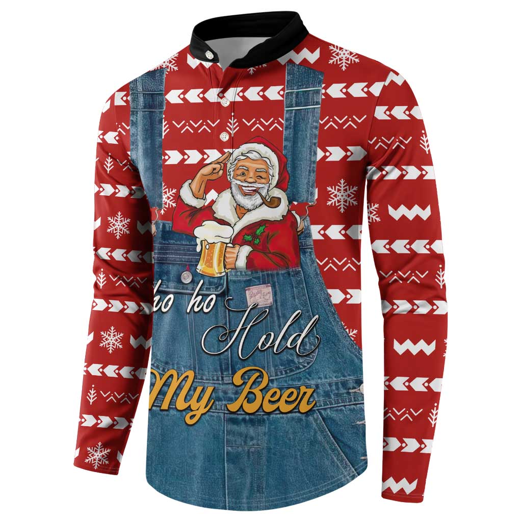 Ho Ho Hold My Beer Santa Christmas Design Button Sweatshirt Xmas Holiday Patterns - Wonder Print Shop