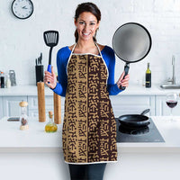 Tribe Script Apron with Bold Mudcloth Symbols and Brown Tan Split Design - Wonder Print Shop