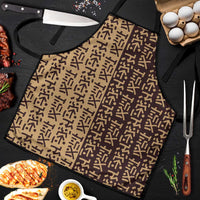 Tribe Script Apron with Bold Mudcloth Symbols and Brown Tan Split Design - Wonder Print Shop