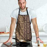 Tribe Script Apron with Bold Mudcloth Symbols and Brown Tan Split Design - Wonder Print Shop