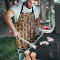 Tribe Script Apron with Bold Mudcloth Symbols and Brown Tan Split Design - Wonder Print Shop