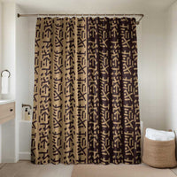 Tribe Script Bathroom Set with Bold Mudcloth Symbols and Brown Tan Split Design - Wonder Print Shop
