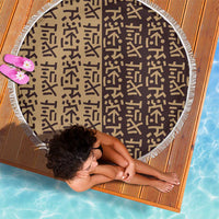 Tribe Script Beach Blanket with Bold Mudcloth Symbols and Brown Tan Split Design - Wonder Print Shop