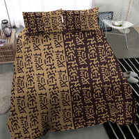 Tribe Script Bedding Set with Bold Mudcloth Symbols and Brown Tan Split Design - Wonder Print Shop