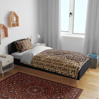 Tribe Script Bedding Set with Bold Mudcloth Symbols and Brown Tan Split Design - Wonder Print Shop