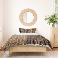 Tribe Script Bedding Set with Bold Mudcloth Symbols and Brown Tan Split Design - Wonder Print Shop