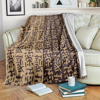 Tribe Script Blanket with Bold Mudcloth Symbols and Brown Tan Split Design - Wonder Print Shop