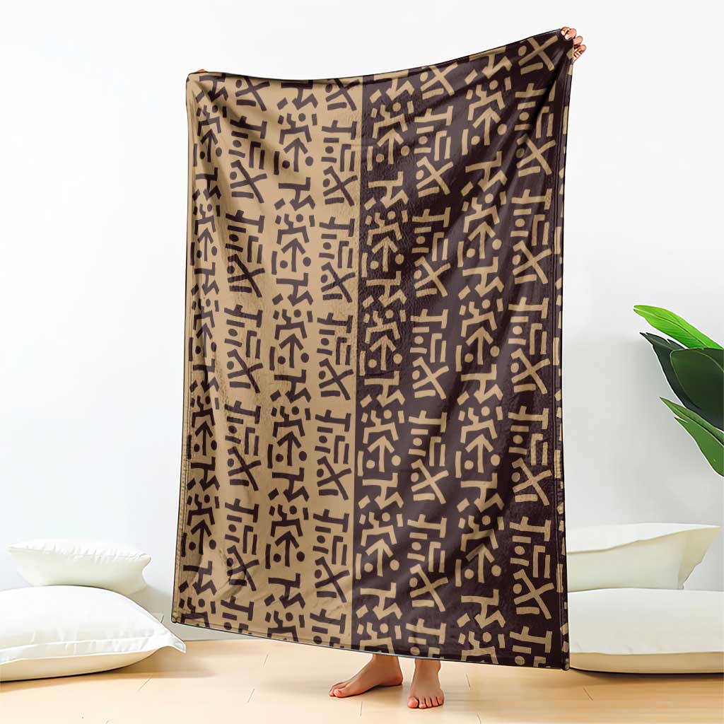 Tribe Script Blanket with Bold Mudcloth Symbols and Brown Tan Split Design - Wonder Print Shop