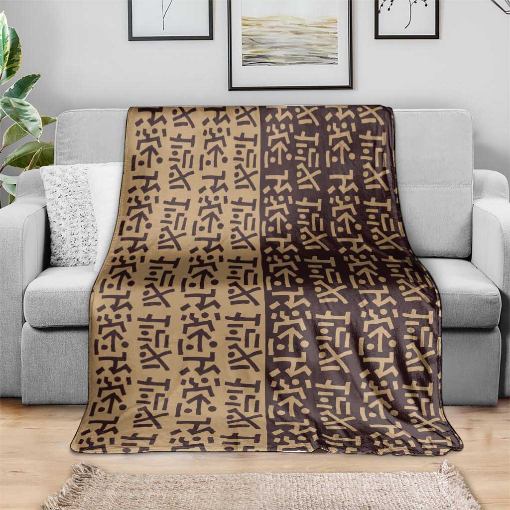 Tribe Script Blanket with Bold Mudcloth Symbols and Brown Tan Split Design - Wonder Print Shop