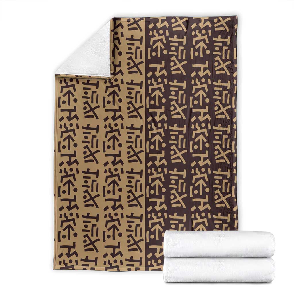 Tribe Script Blanket with Bold Mudcloth Symbols and Brown Tan Split Design - Wonder Print Shop