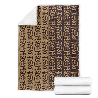 Tribe Script Blanket with Bold Mudcloth Symbols and Brown Tan Split Design - Wonder Print Shop