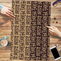 Tribe Script Puzzle with Bold Mudcloth Symbols and Brown Tan Split Design - Wonder Print Shop
