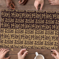Tribe Script Puzzle with Bold Mudcloth Symbols and Brown Tan Split Design - Wonder Print Shop