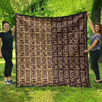 Tribe Script Quilt with Bold Mudcloth Symbols and Brown Tan Split Design - Wonder Print Shop